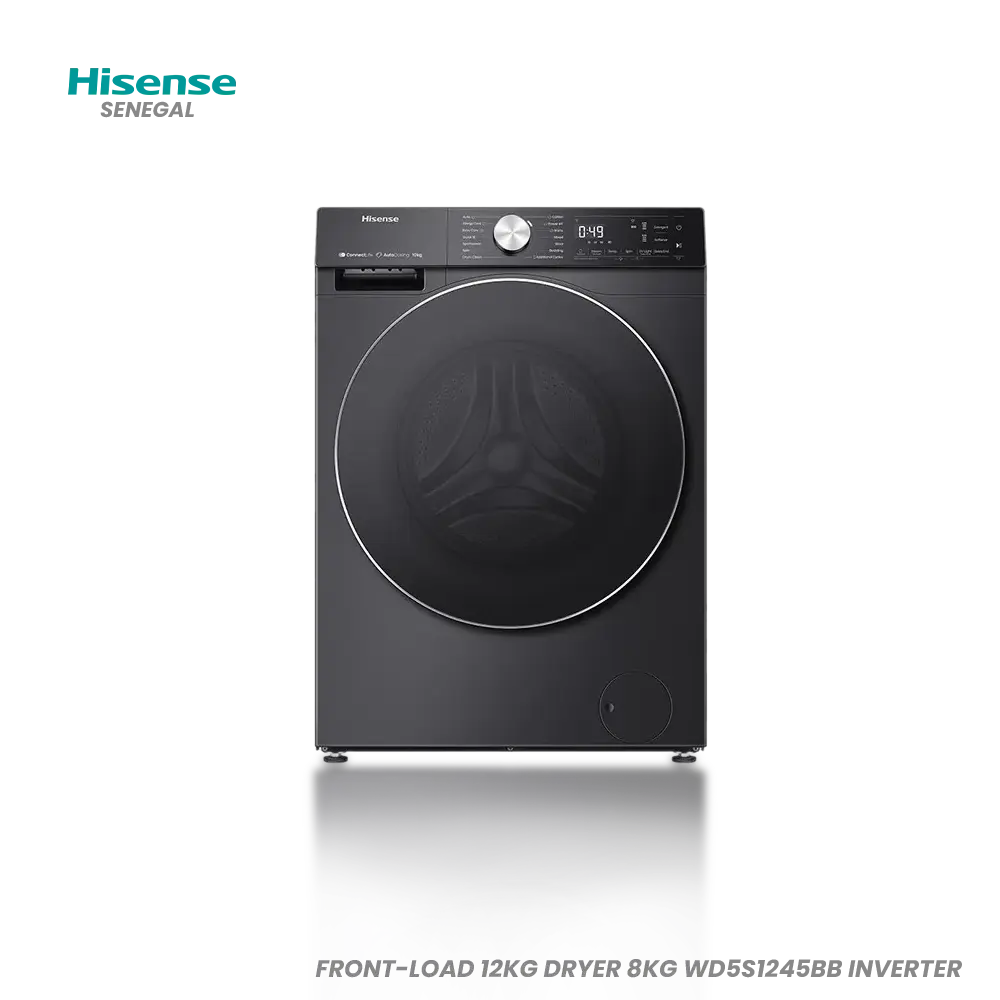 HISENSE MACHINE A LAVER FRONT-LOAD 12KG DRYER 8KG WD5S1245BB INVERTER Hometech SA