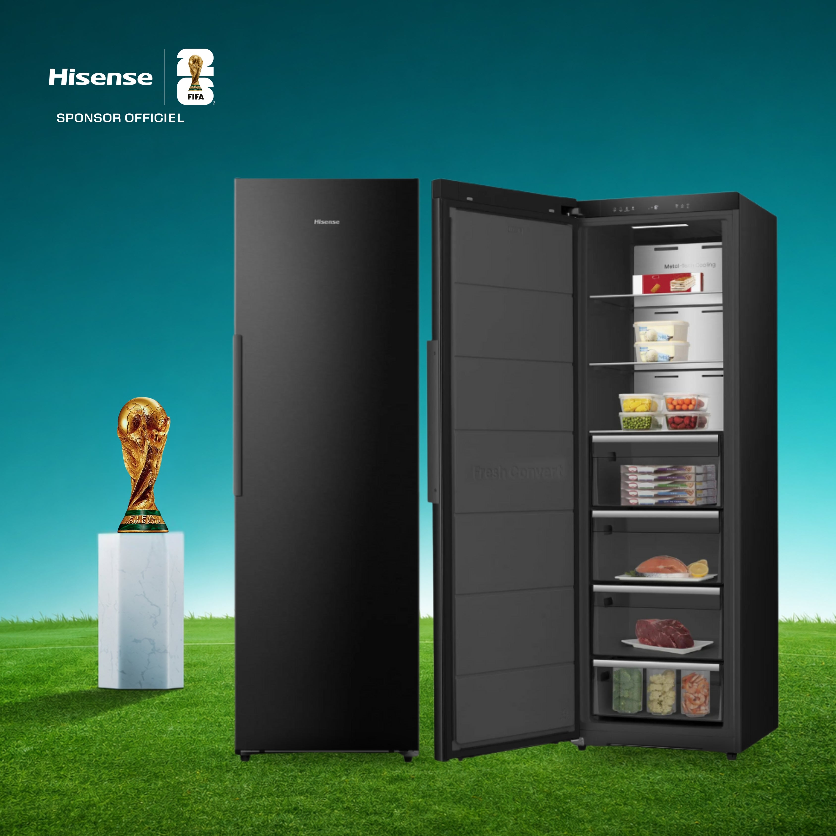 Hisense Congelateur Vertical FT5K310GSFC 310L Noir Nofrost