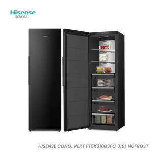 HISENSE CONG. VERT FT5K310GSFC 310L 4TR+3ETAG NOIR NOFROST Hometech SA