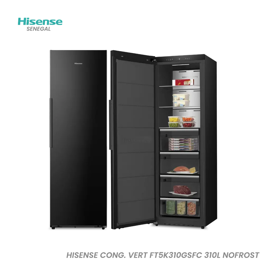 HISENSE CONG. VERT FT5K310GSFC 310L 4TR+3ETAG NOIR NOFROST Hometech SA