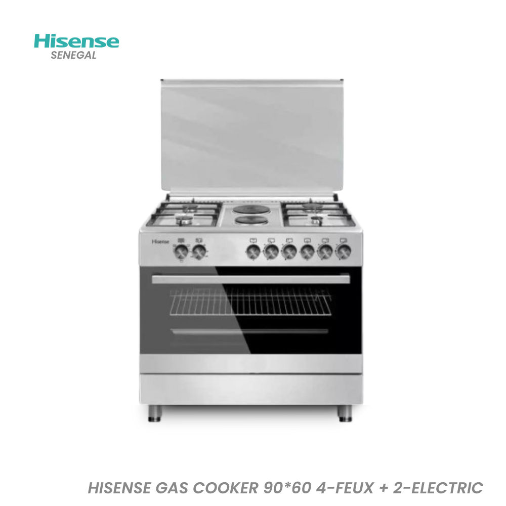 HISENSE GAS COOKER 90*60 4-FEUX + 2-ELECTRIC Hometech SA