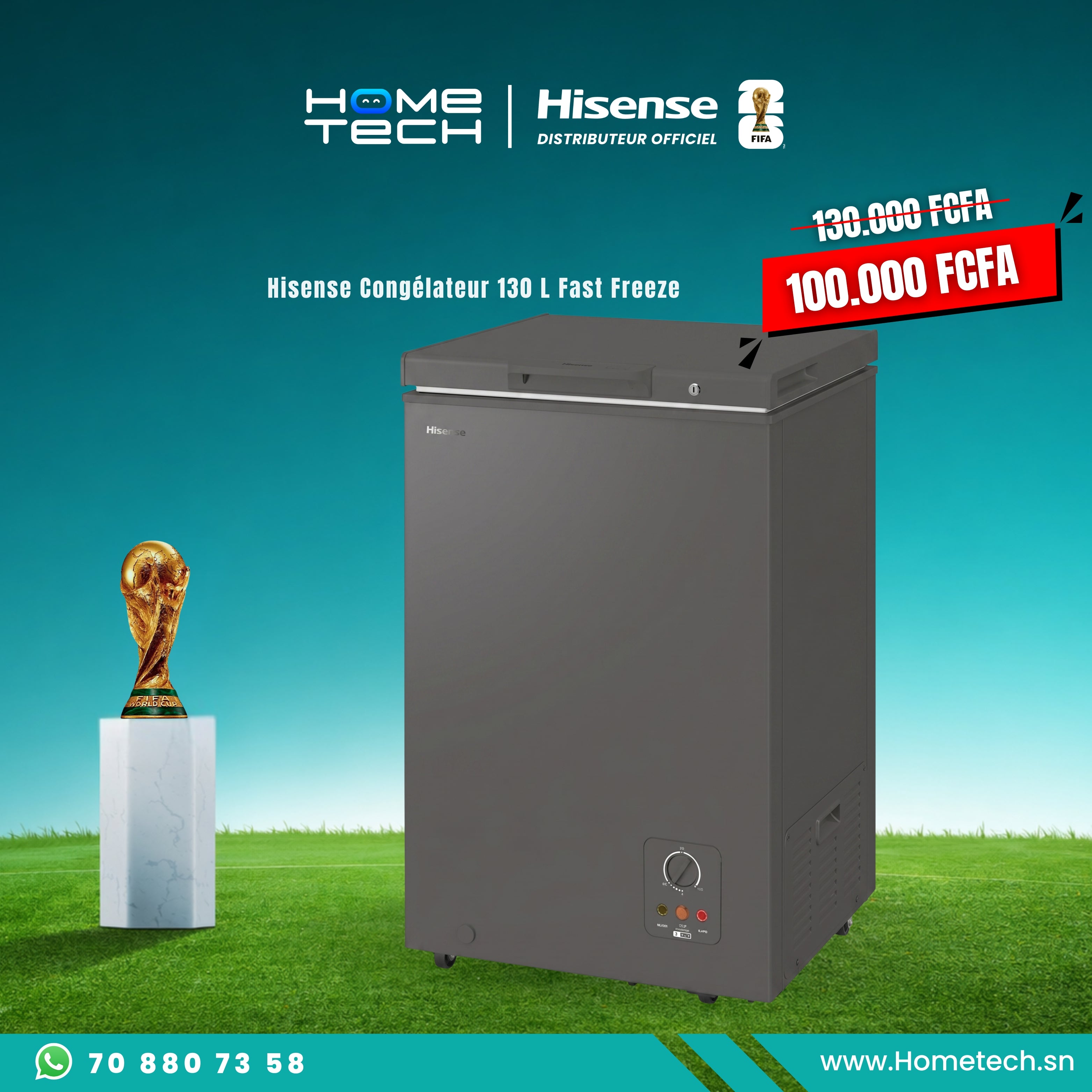 Congélateur Hisense FC‑130DD 55 cm Fast Freeze