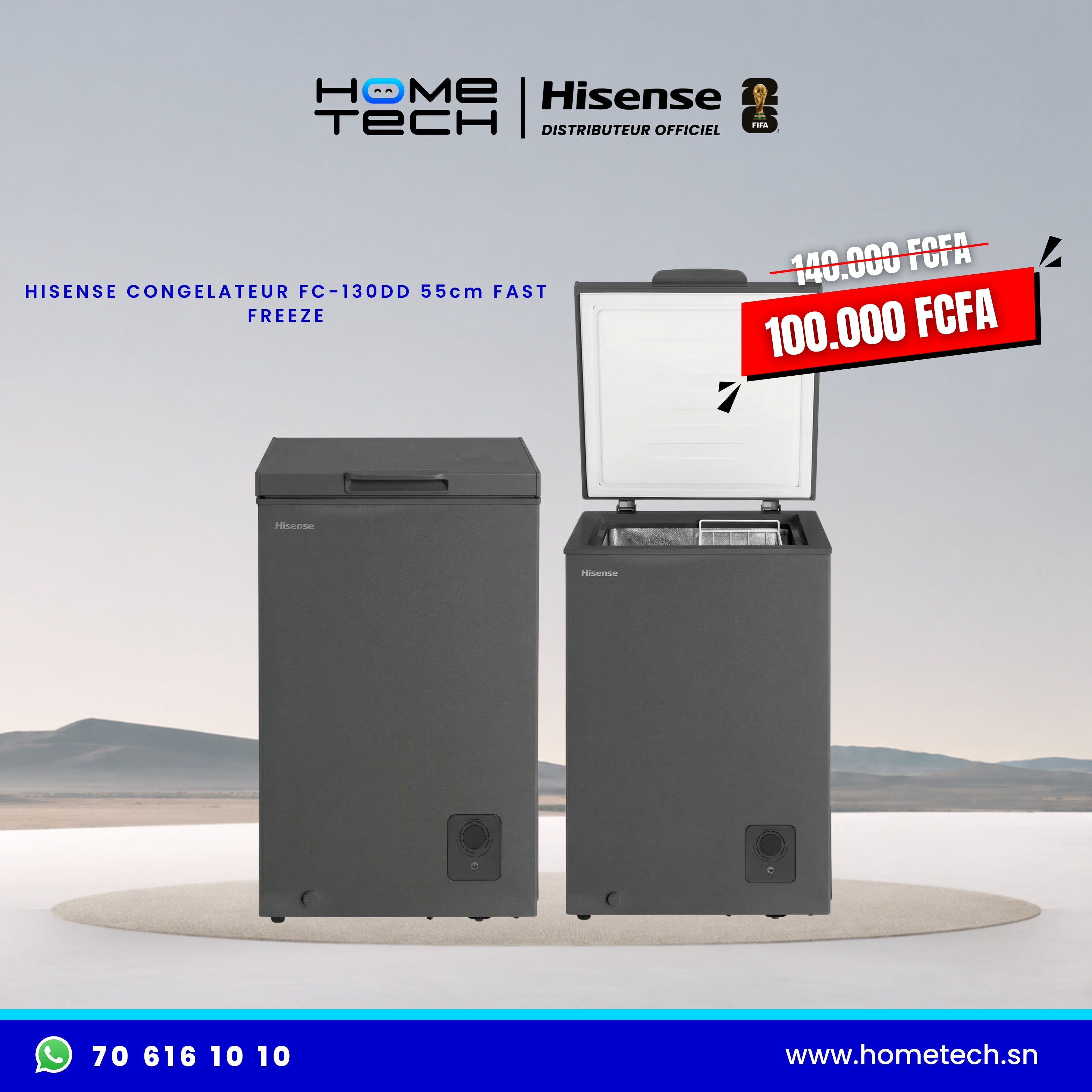Congélateur Hisense FC‑130DD 55 cm Fast Freeze