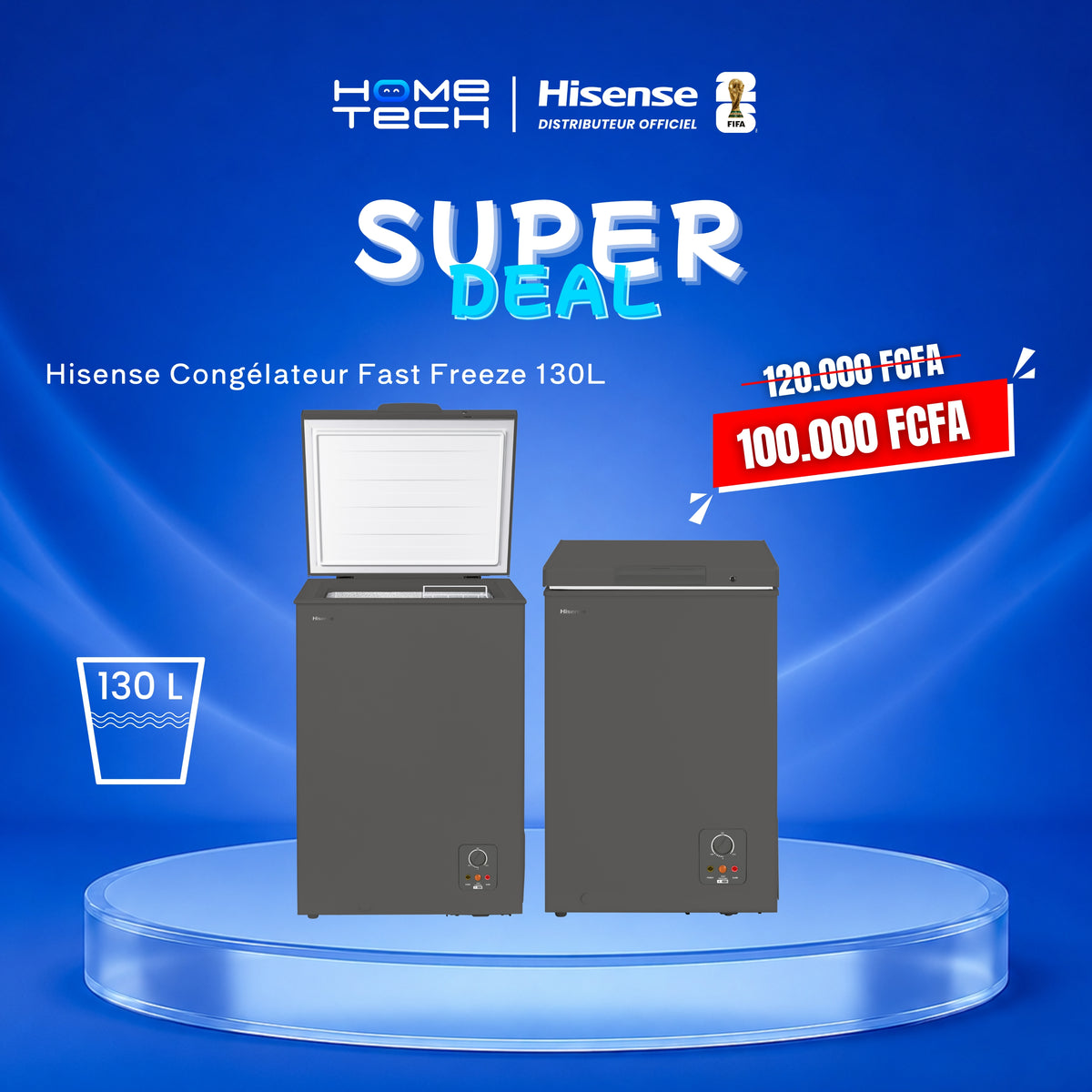 Congélateur Hisense FC‑130DD 55 cm Fast Freeze