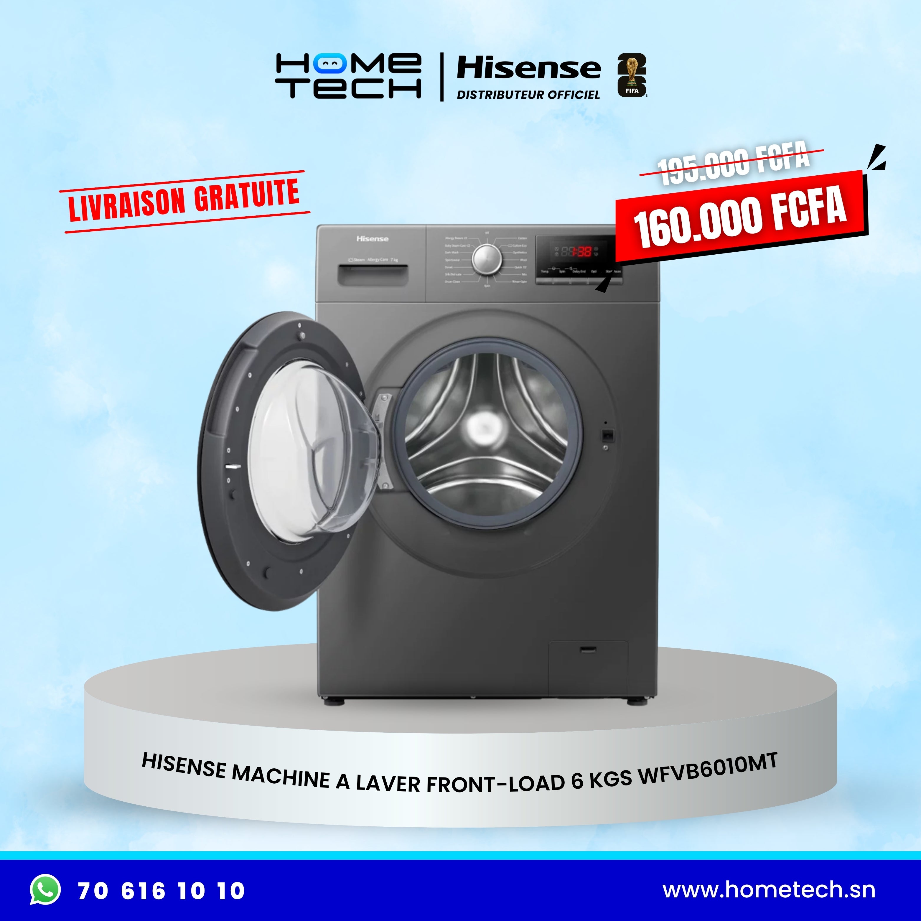 Hisense Machine à Laver Front-Load 6KG