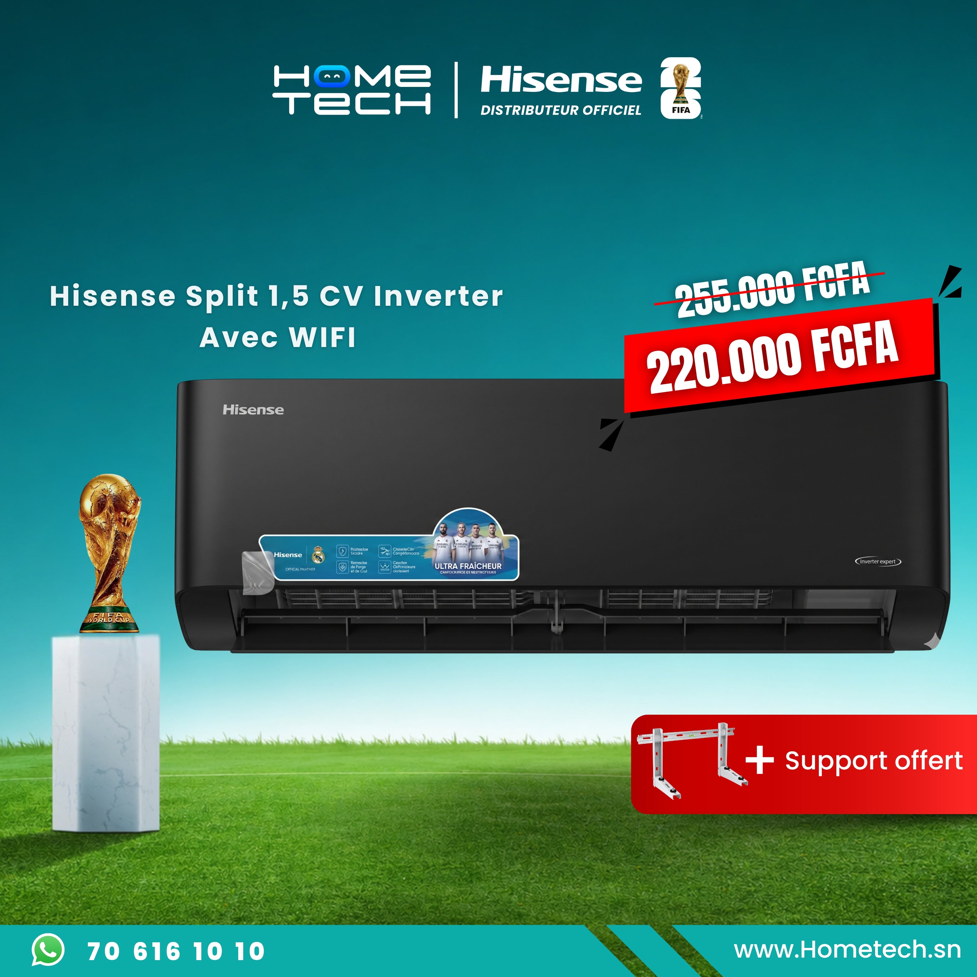 Hisense Split Inverter AS-12TW4SLUHBB R410A Noir Wifi