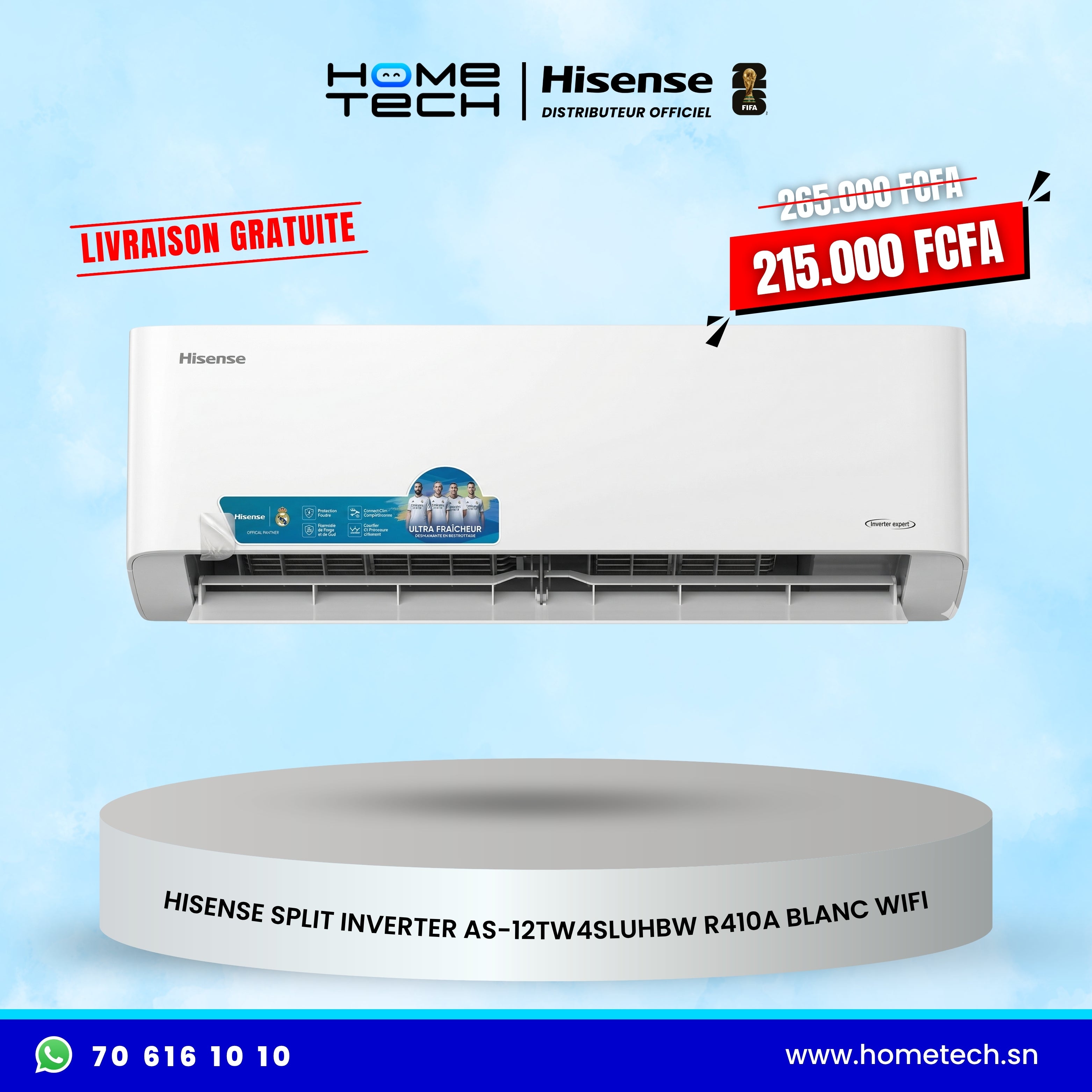 Hisense Split Inverter AS-12TW4SLUHBW R410A Blanc Wifi