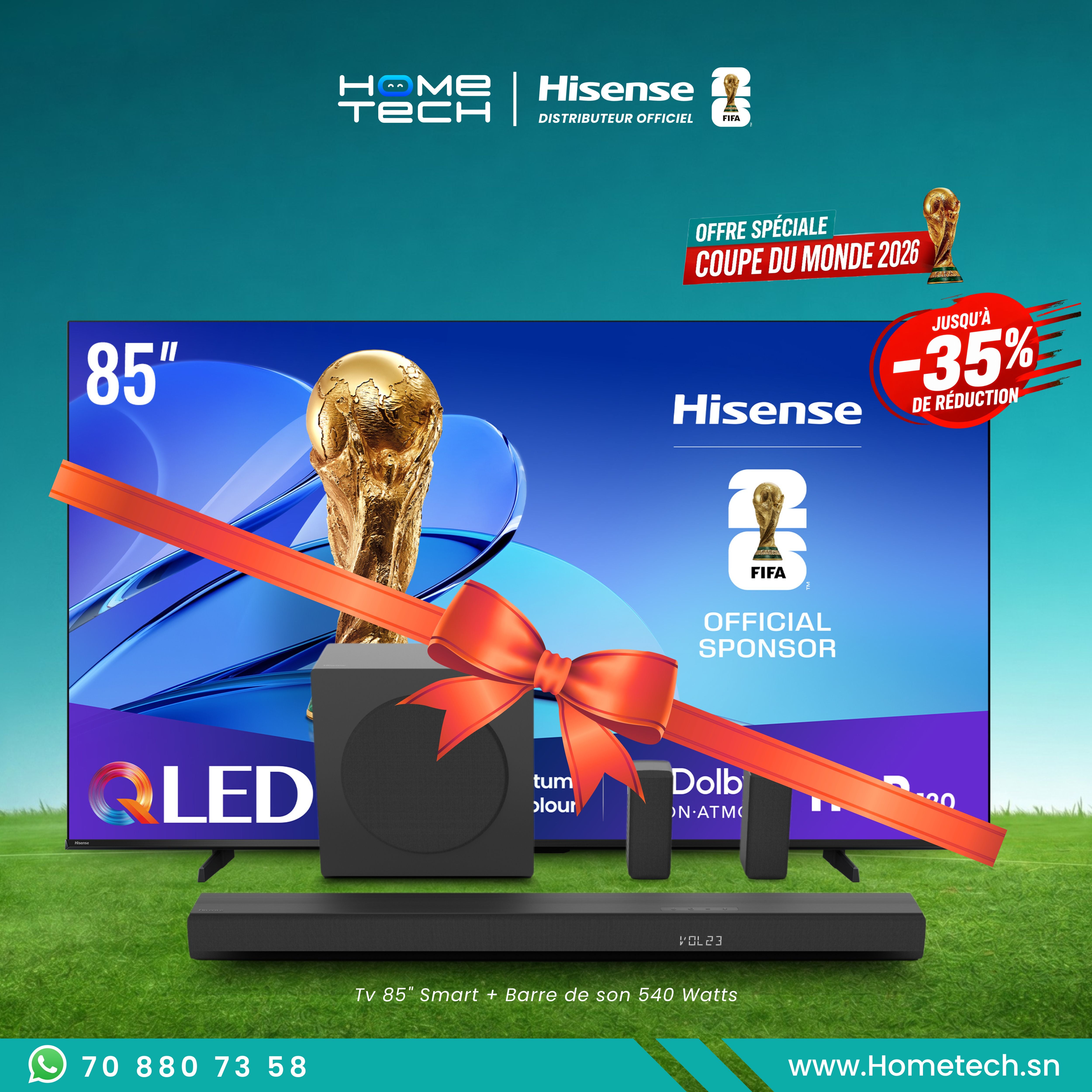 Smart TV QLED 85" 4K + Barre de Son HS5100 540W