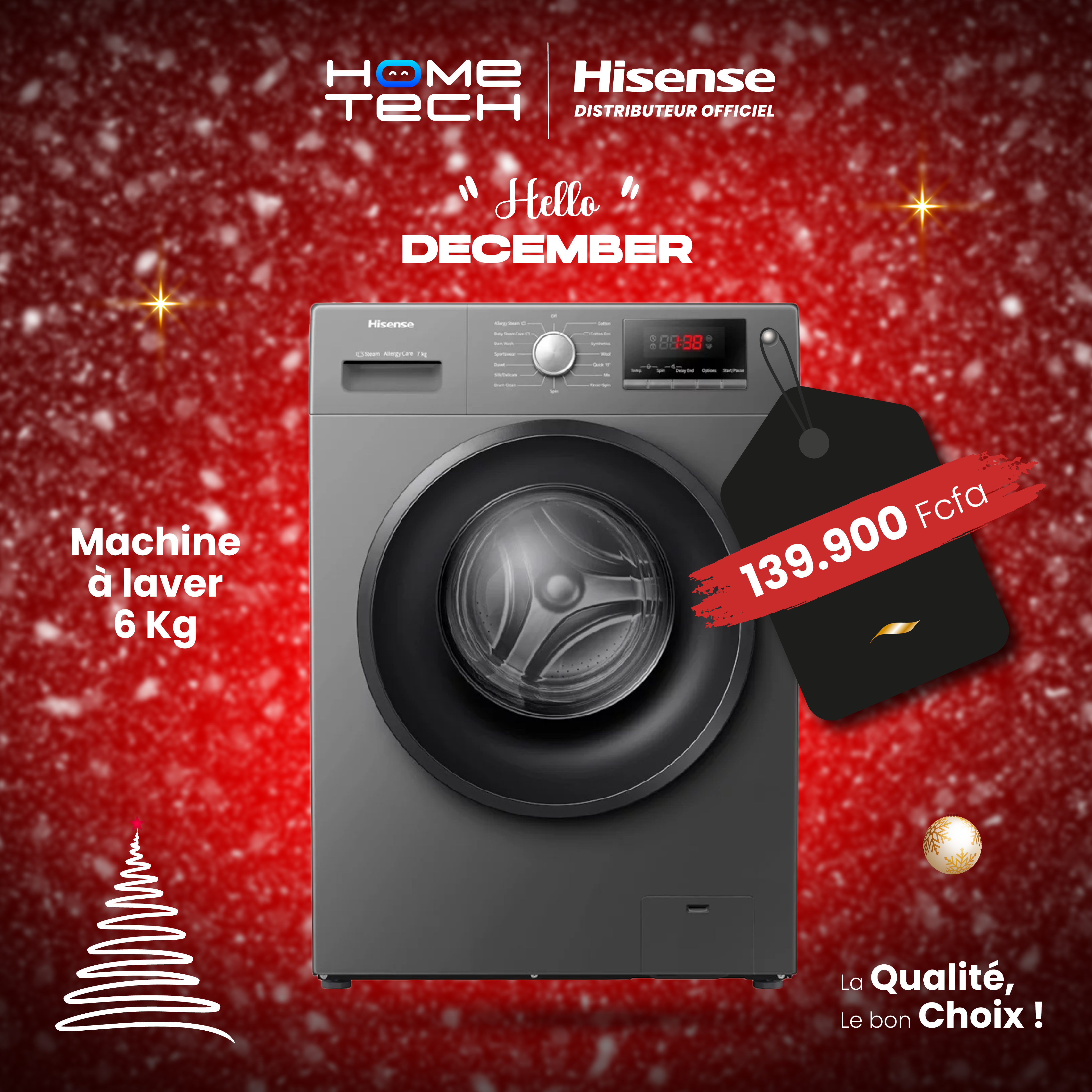 Hisense Machine à Laver Front-Load 6KG