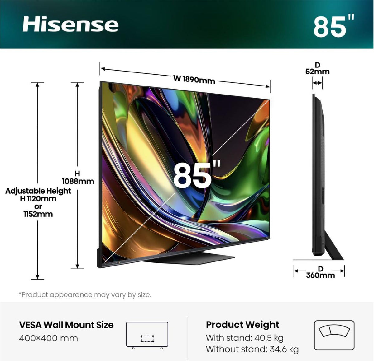 Hisense Led 85 UR8S Uled x Quantum-Dot 4k Rgb Mini-Led Ai