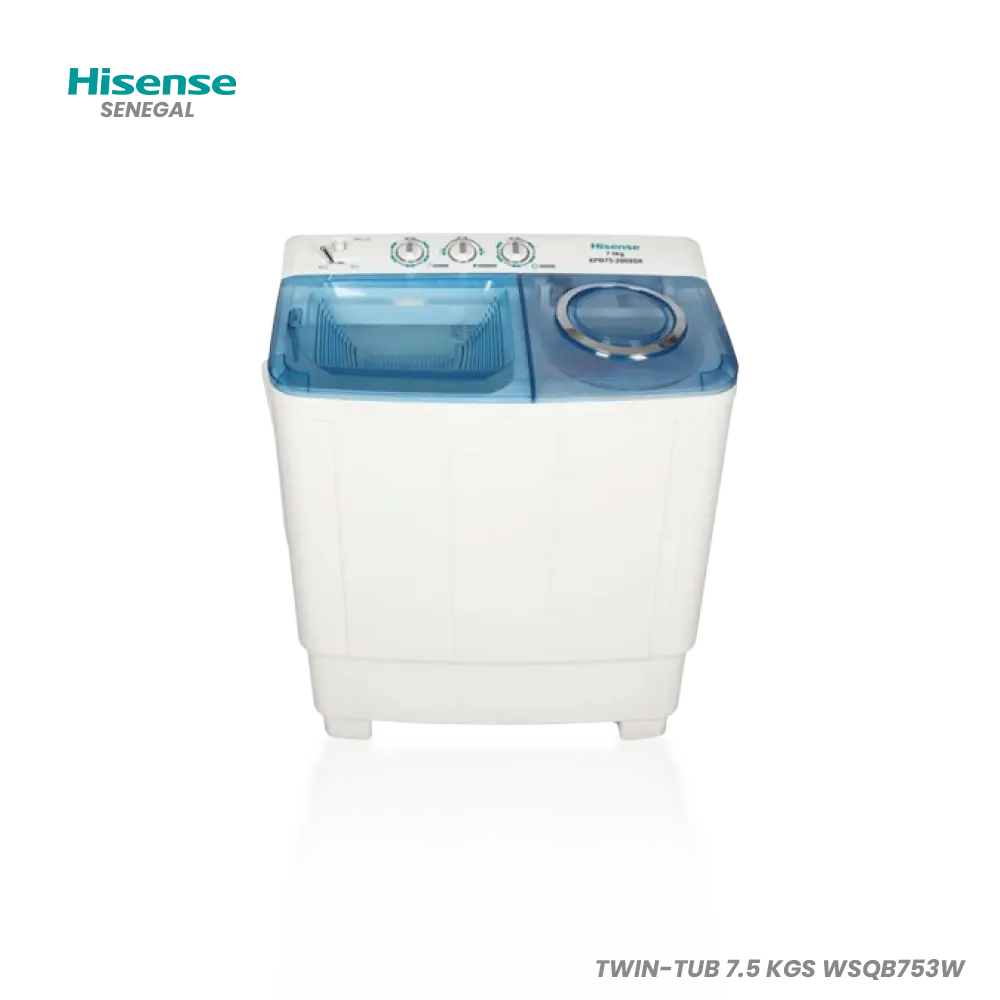 HISENSE MACHINE A LAVER TWIN-TUB 7.5 KGS WSQB753W Hometech SA