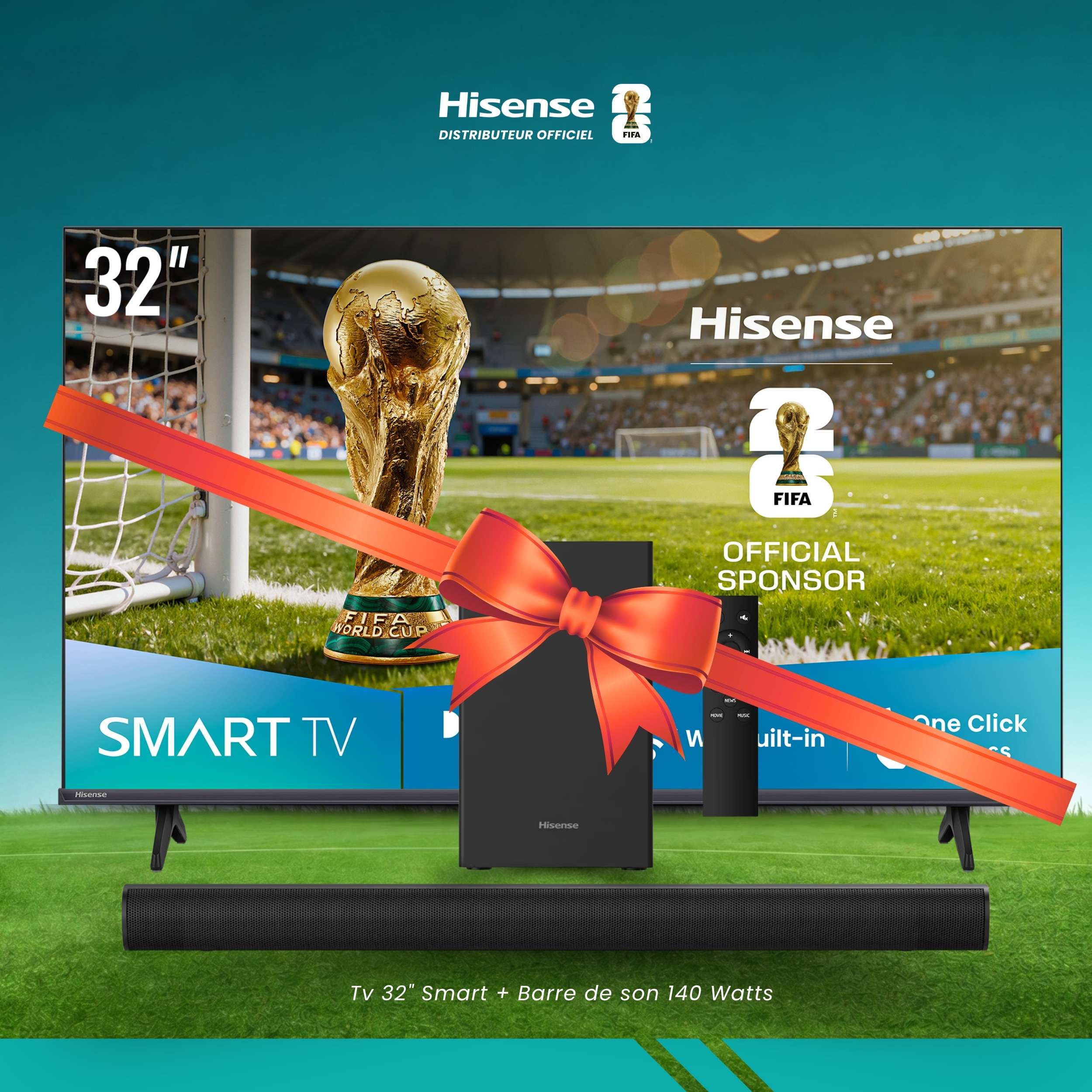 Tv 32" Smart Et Barre De Son 140 Watts