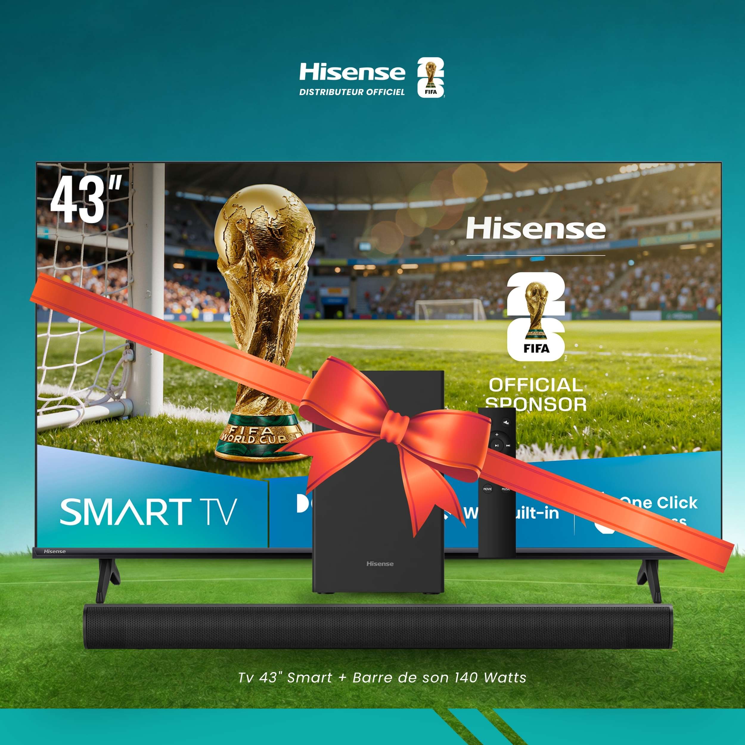 TV 43" Smart Et Barre De Son 140 Watts