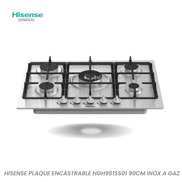 Hisense Plaque Encastrable HGH951SS01 90 Cm Inox A Gaz
