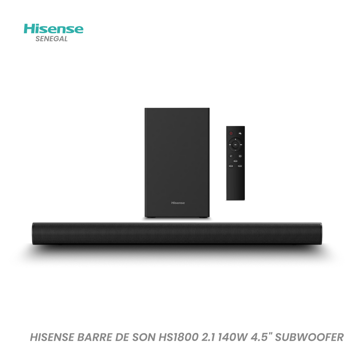 Hisense Barre De Son HS1800 2.1 140W 4.5" Subwoofer