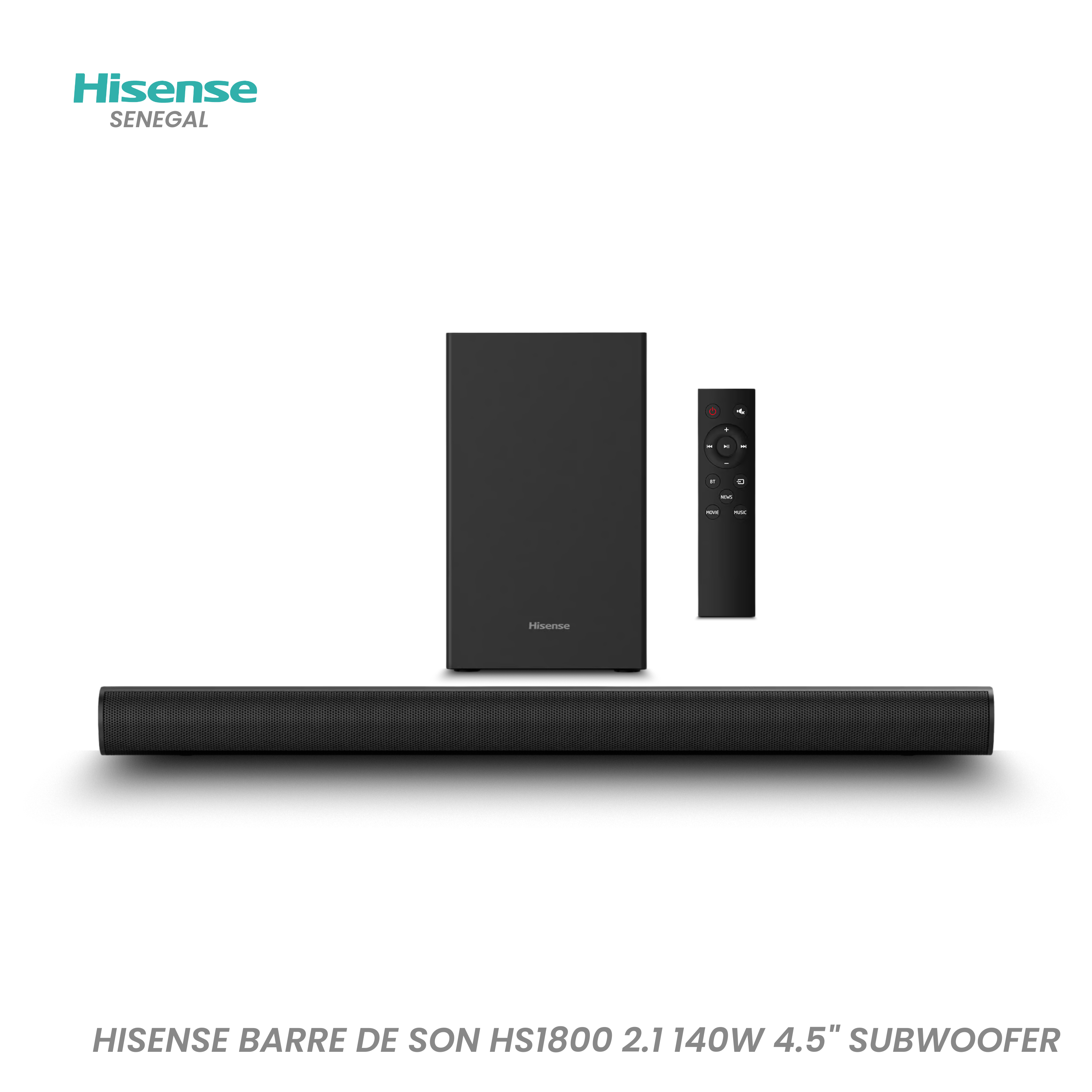 HISENSE BARRE DE SON HS1800 2.1 140W 4.5" SUBWOOFER