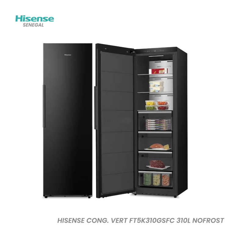 HISENSE CONG. VERT FT5K310GSFC 310L 4TR+3ETAG NOIR NOFROST Hometech SA