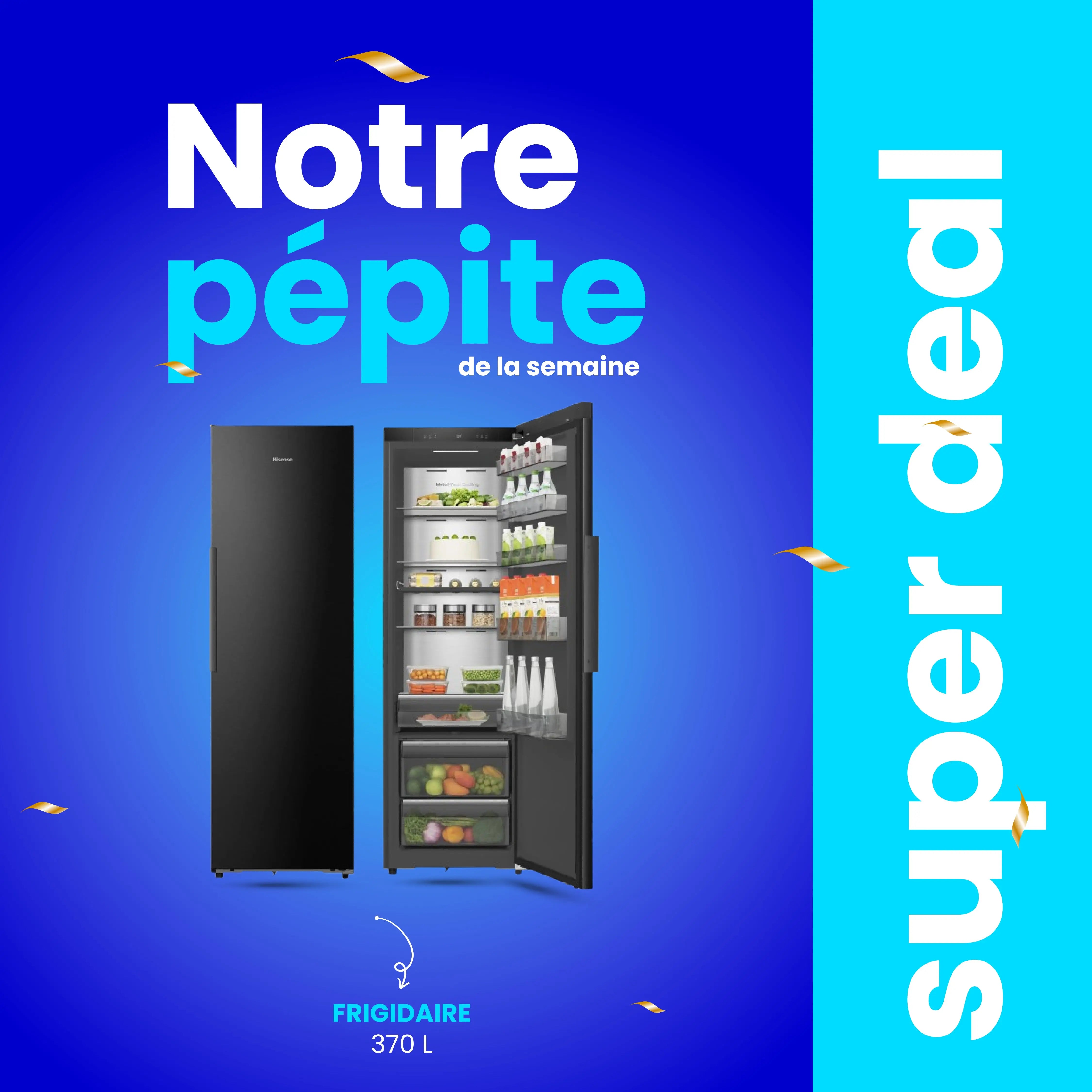 HISENSE FRIGIDAIRE RL5K370GSFC 370L 3TR+4ETAG NOIR NOFROST Hometech SA