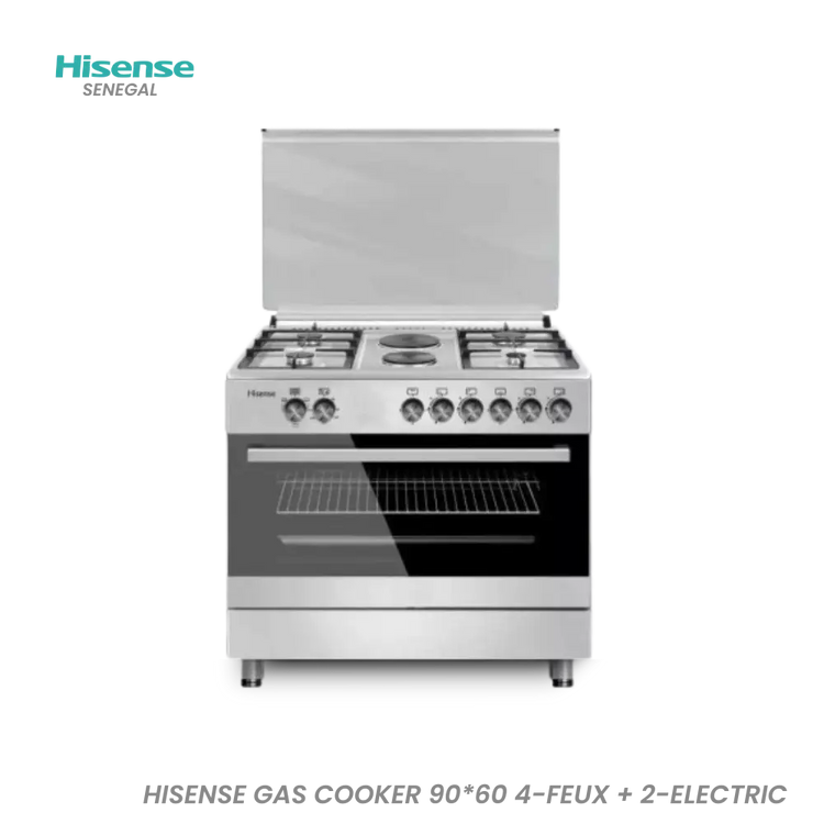 HISENSE GAS COOKER 90*60 4-FEUX + 2-ELECTRIC Hometech SA
