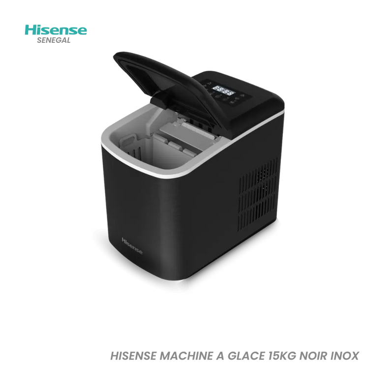 HISENSE MACHINE A GLACE 15KG NOIR-INOX Hometech SA