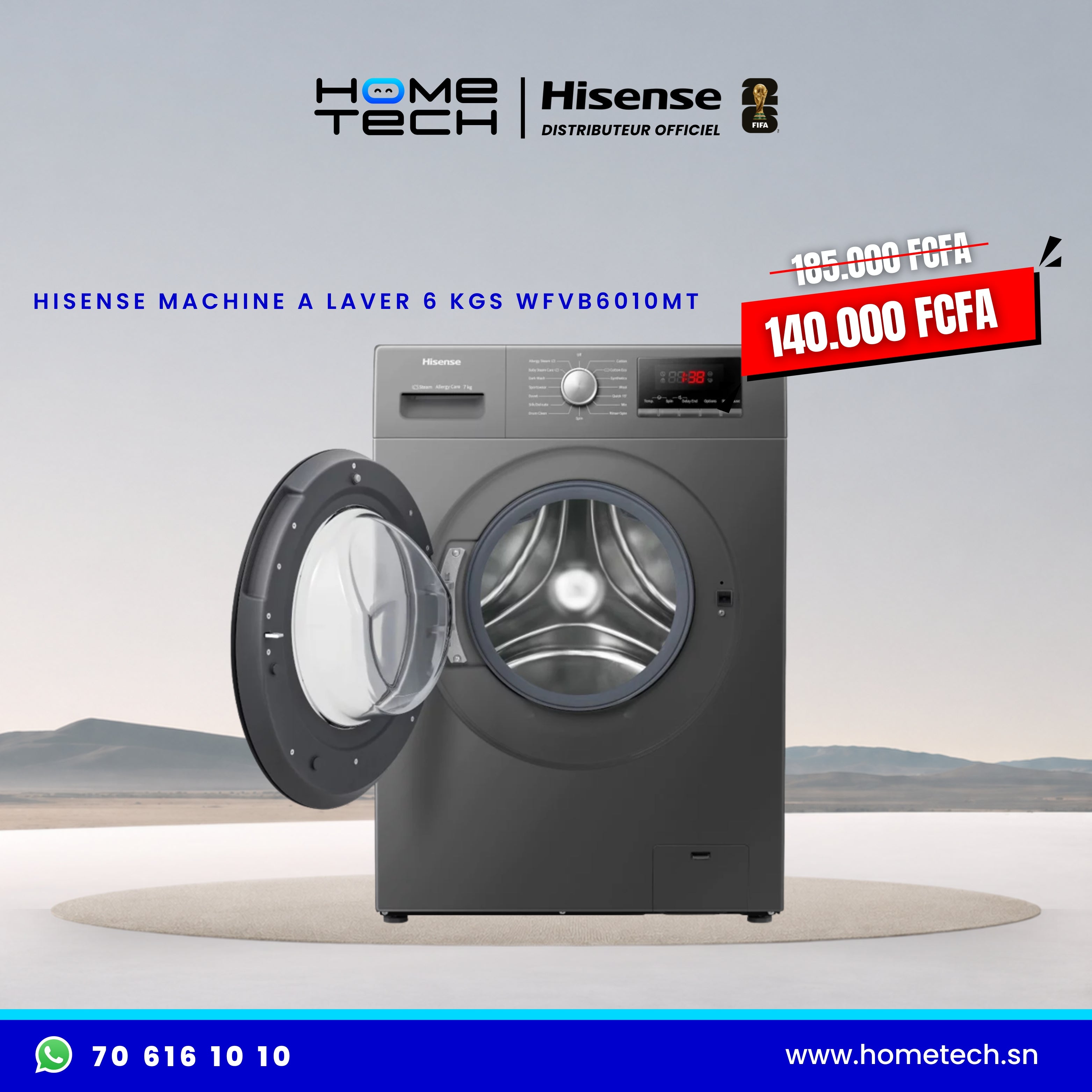 Hisense Machine à Laver Front-Load 6KG