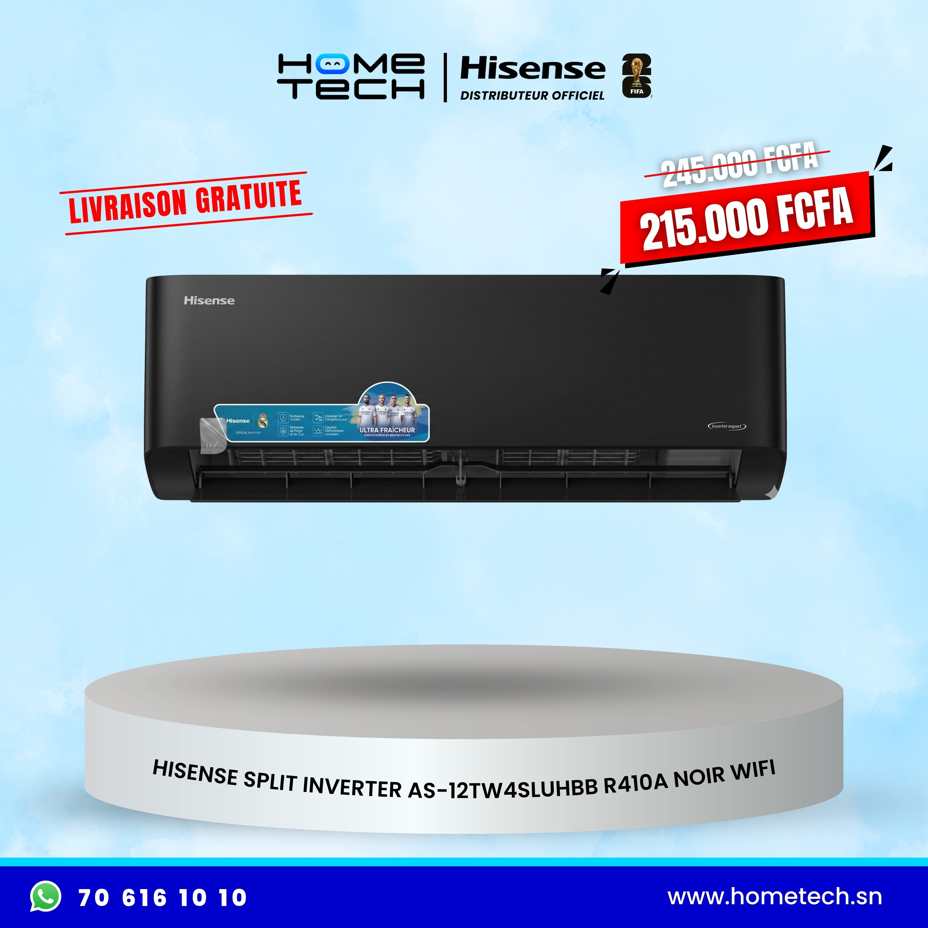 Hisense Split Inverter AS-12TW4SLUHBB R410A Noir Wifi
