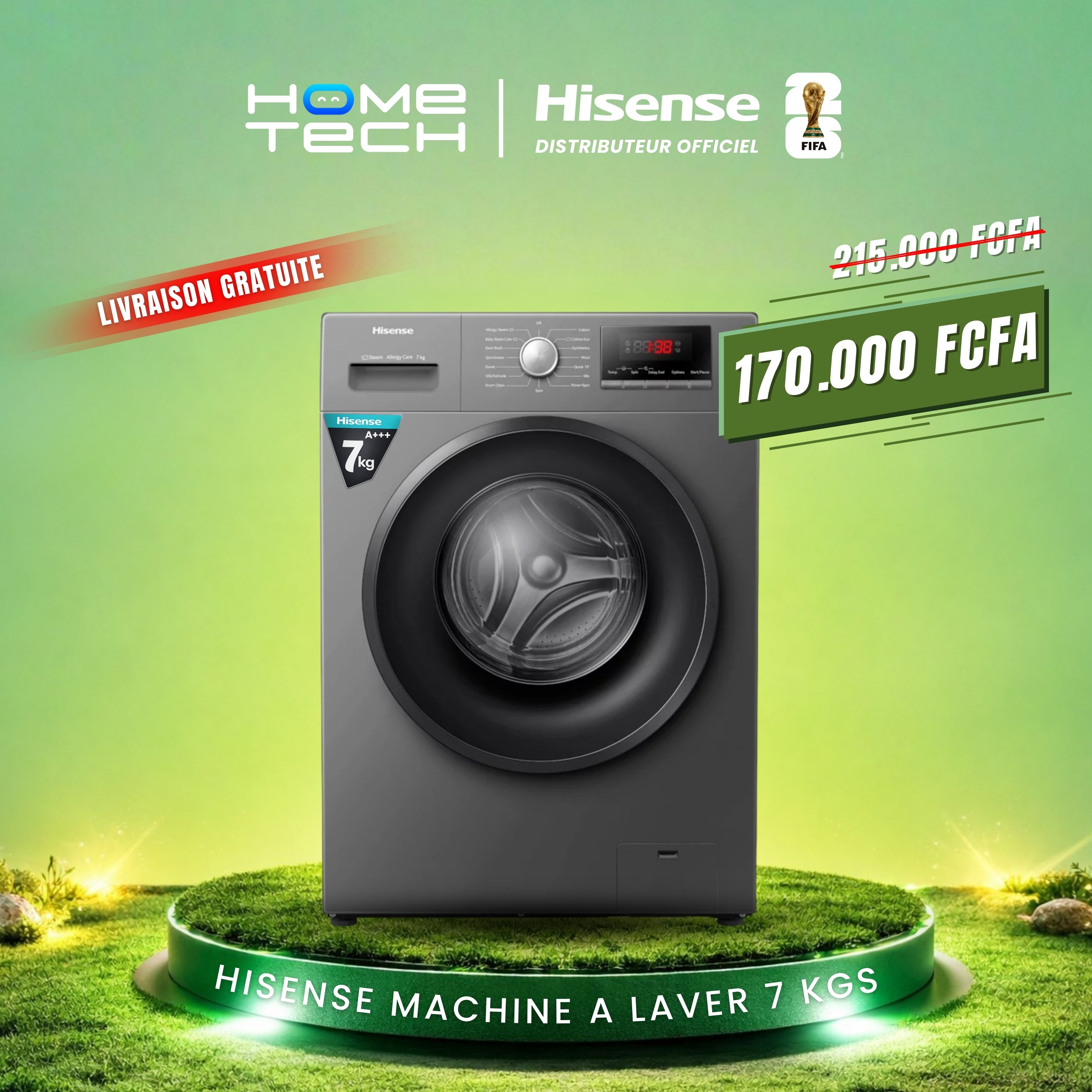 HISENSE WASHING MACHINE FRONT-LOAD 7 KGS WFVB7012MT