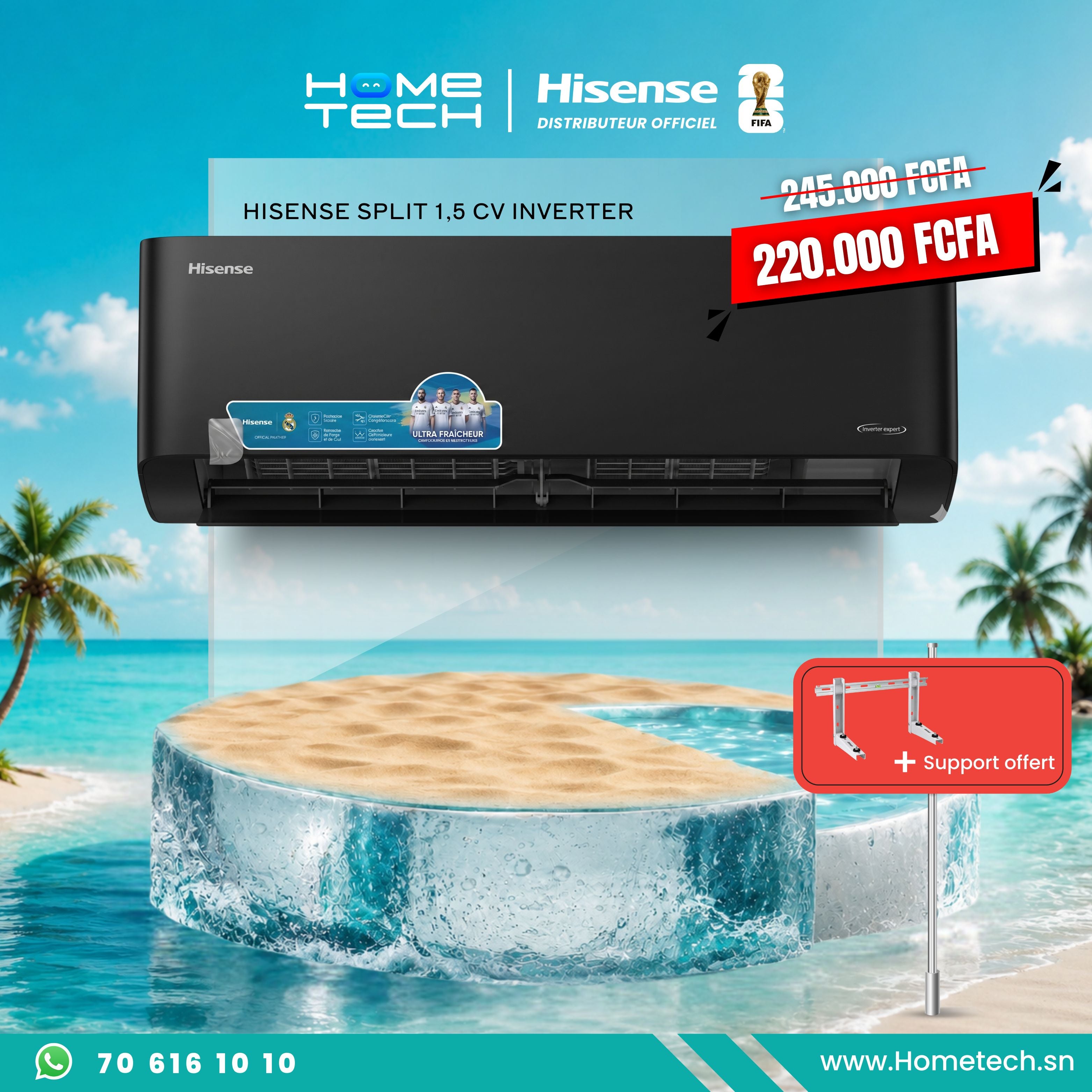 Hisense Split Inverter AS-12TW4SLUHBB R410A Noir Wifi