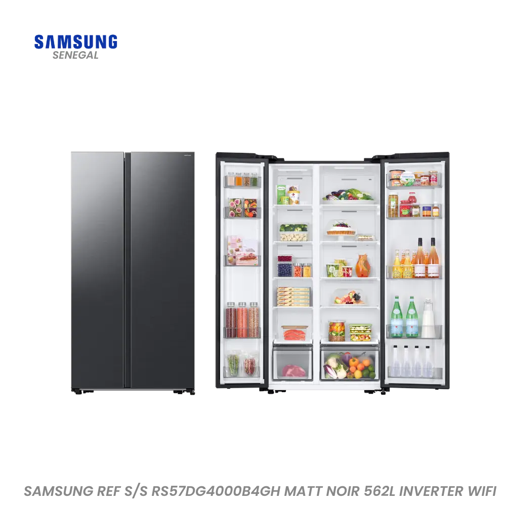 SAMSUNG REF S/S RS57DG4000B4GH MATT NOIR 562L INVERTER WIFI Hometech SA