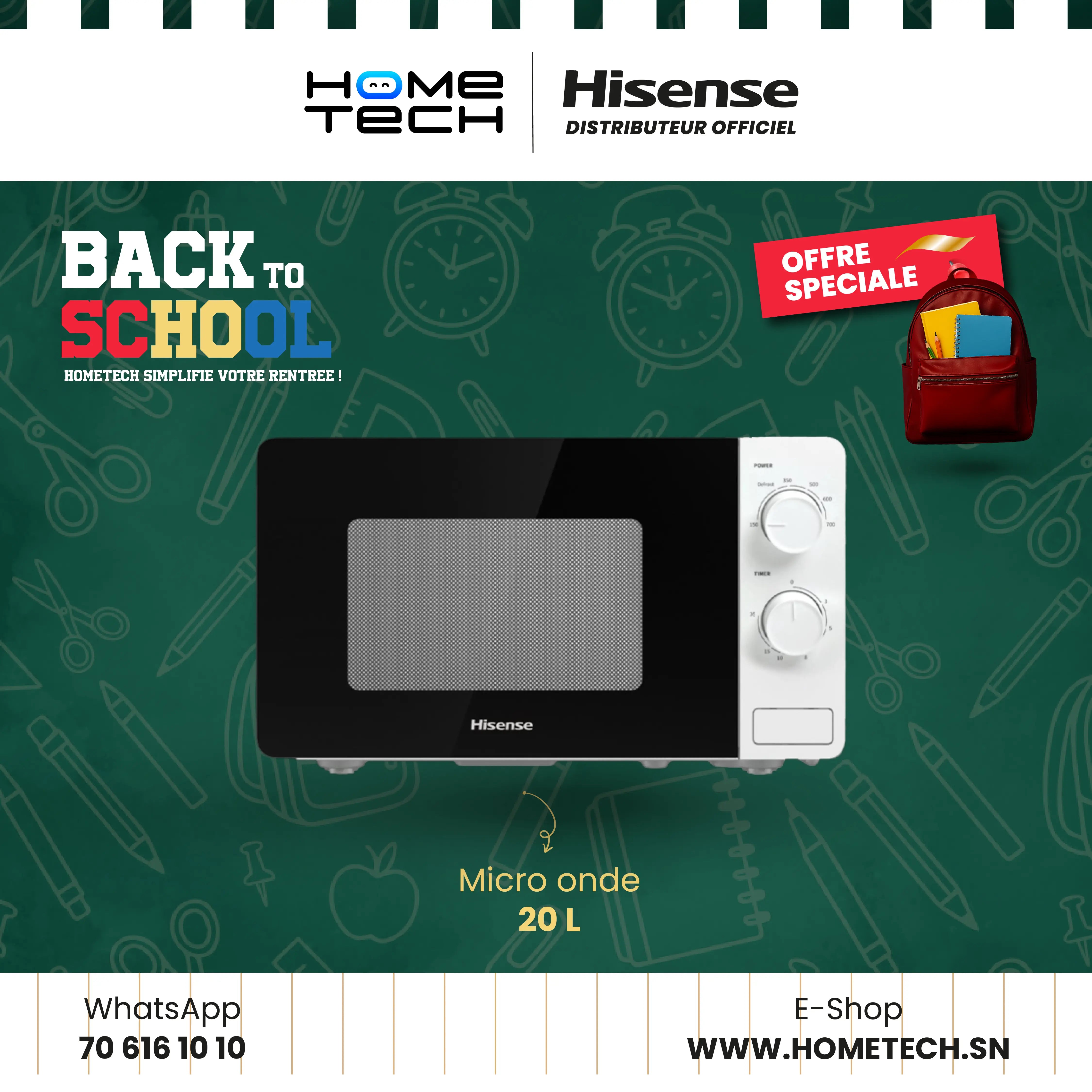 HISENSE MICRO-ONDE 20L H20MOWS1 Hometech SA