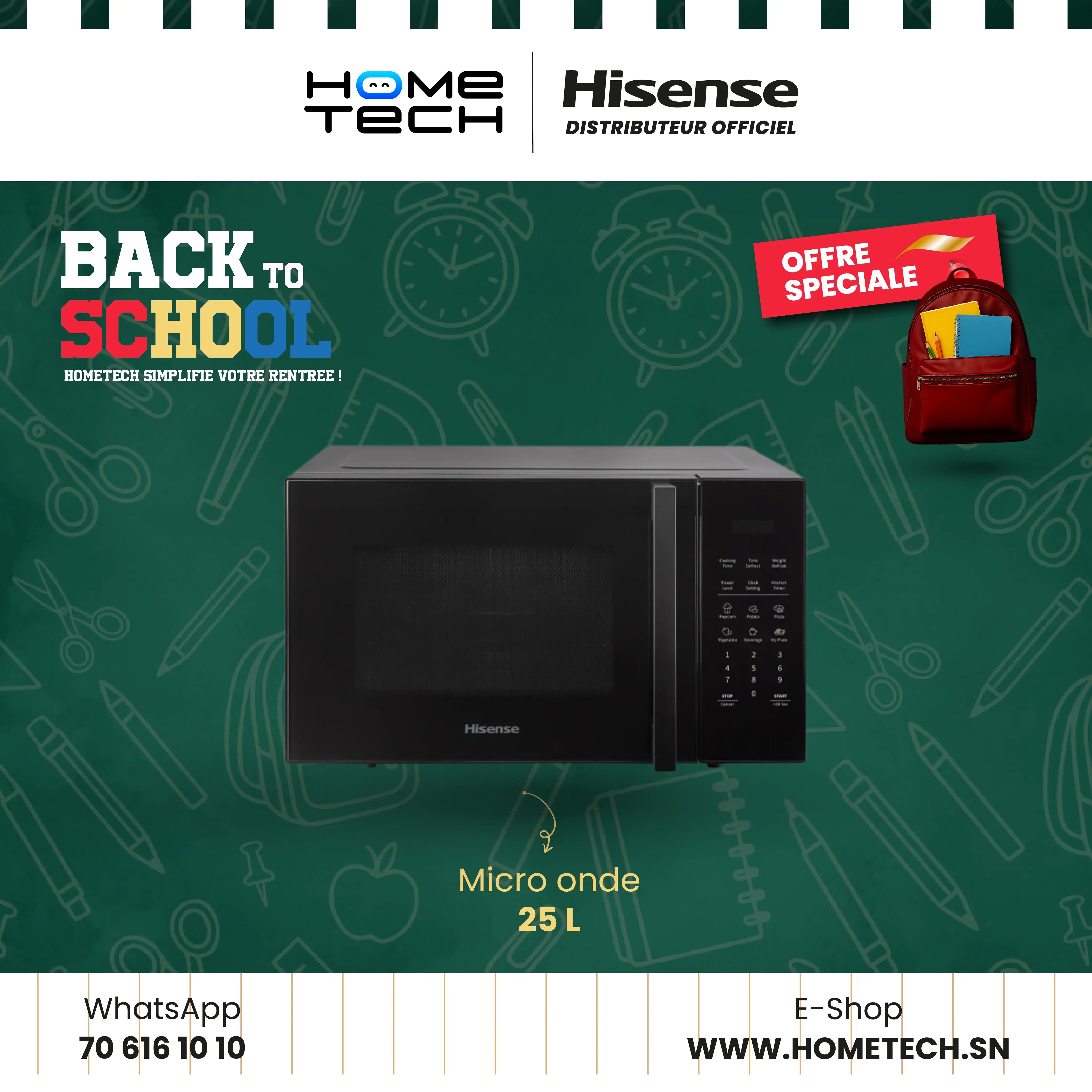 HISENSE MICRO-ONDE 25L H25MOBS7H Hometech SA