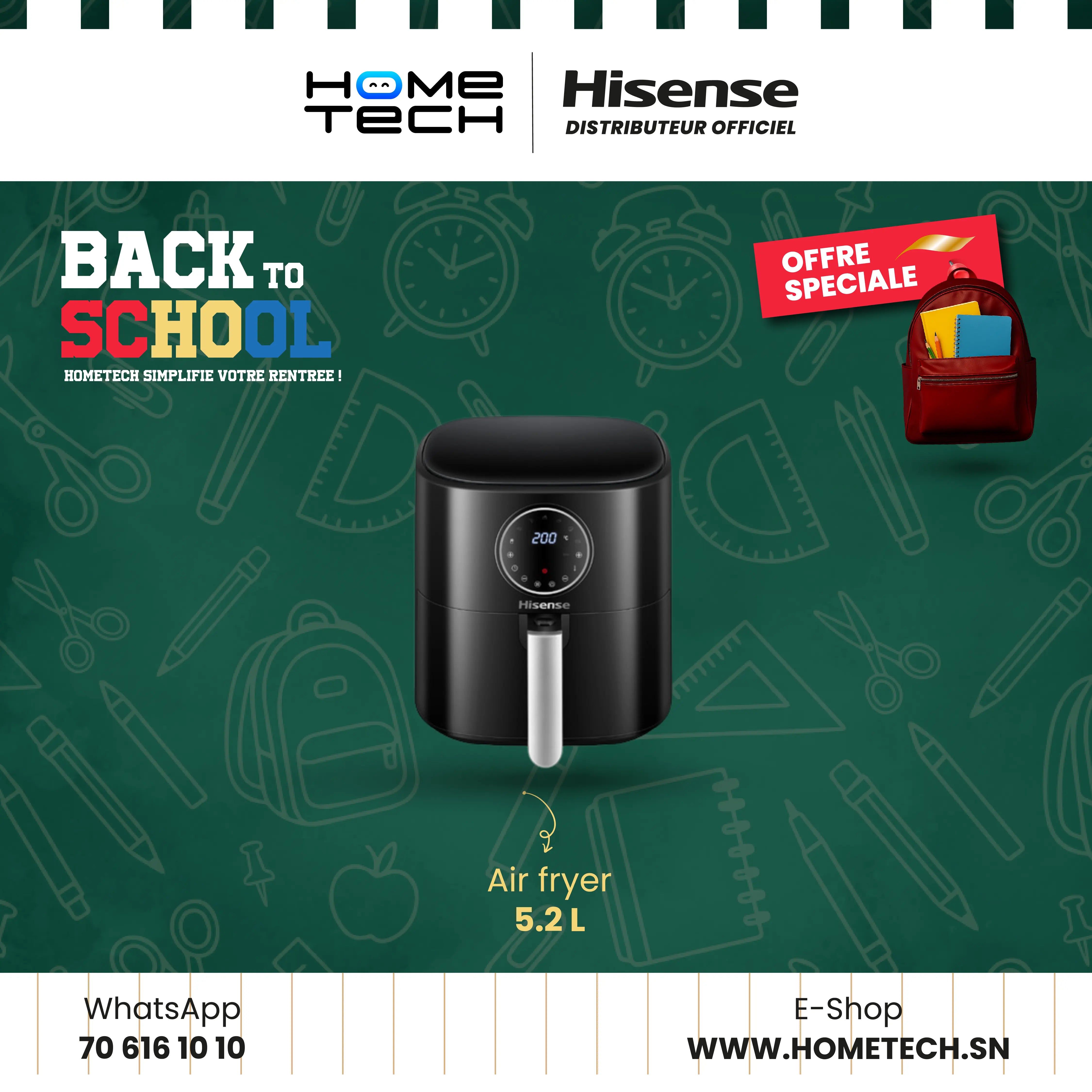 HISENSE AIR FRYER H06AFGY1S1 5.2L Hometech SA
