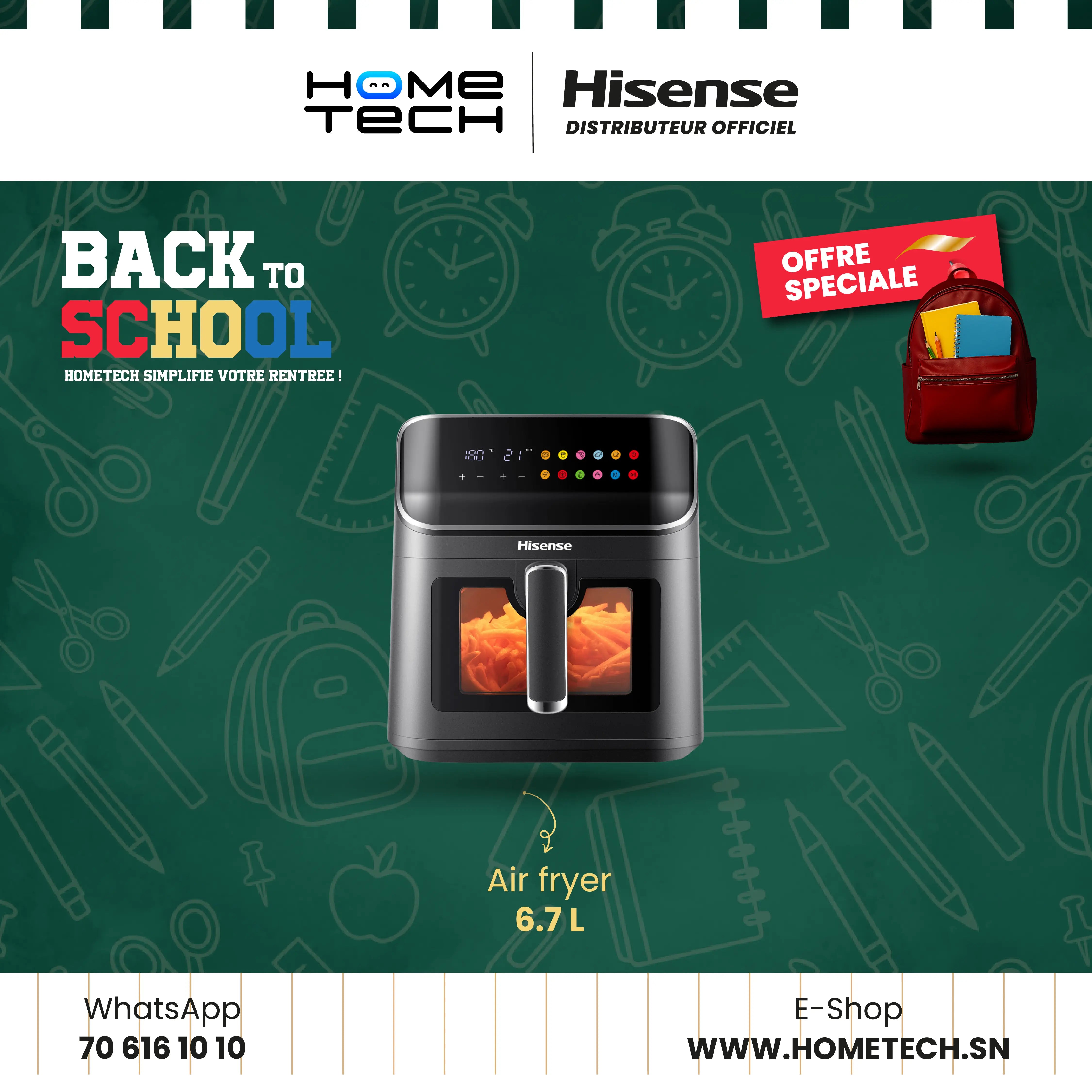 HISENSE AIR FRYER H06AFBS2S3 6.7L Hometech SA